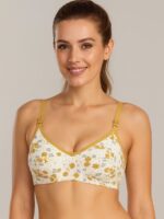 WB-FLOWER-01-OG-XXS-03-F Women’s Cotton Floral Printed Bra -Orange