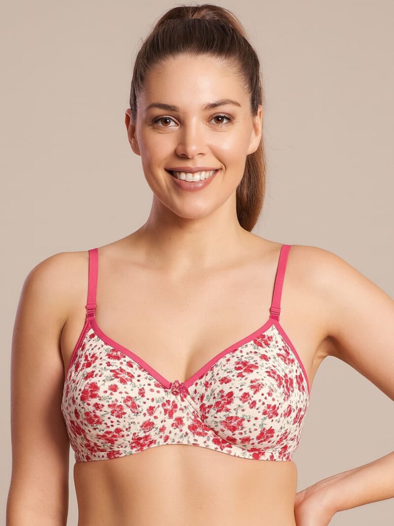 Women’s Cotton Floral Printed Bra - Pink