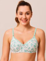 Women’s Cotton Floral Printed Bra - Turquoise