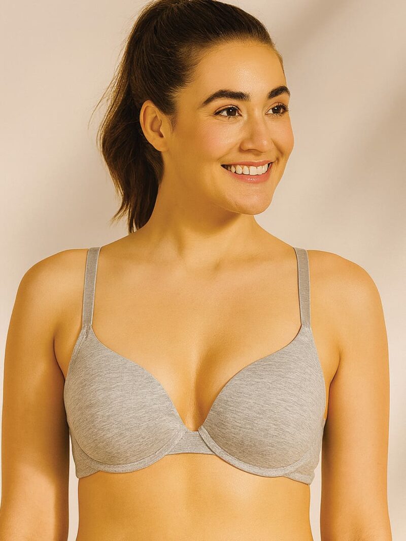 Women's Padded Cotton Bra with Adjustable Straps, Off White