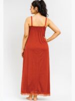 WBS-SABBNA-01-BO-FREE SIZE-15-B Cotton Slip Nightdress, Green, Full-Length, Sleeveless -Burnt Orange