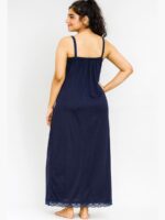 WBS-SABBNA-01-NB-FREE SIZE-02-B Cotton Slip Nightdress, Green, Full-Length, Sleeveless - Navy Blue