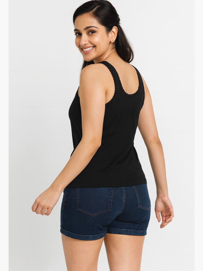 Women's Cotton V-Neck Bra Slip, Black
