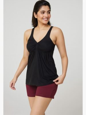 Women's Cotton V-Neck Bra Slip, Black