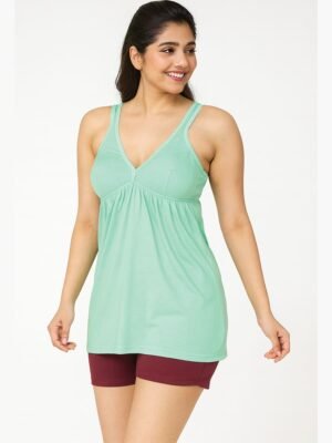 Women's Cotton V-Neck Bra Slip, Mint Green