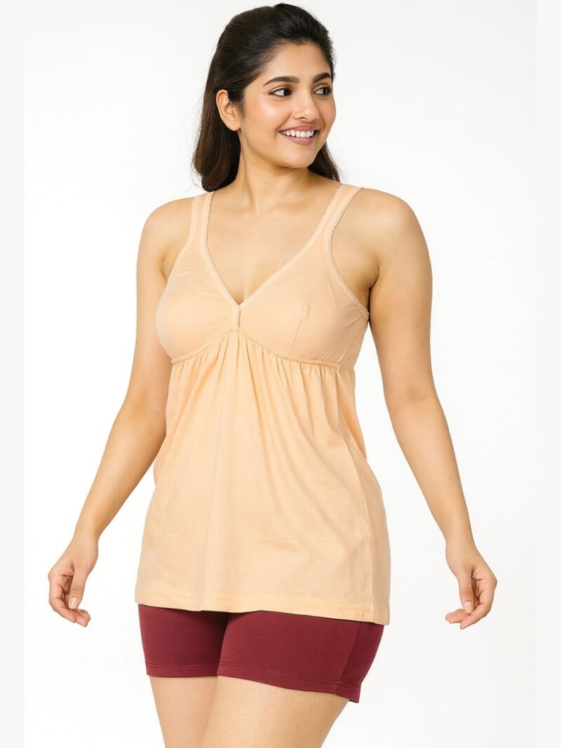 Women's Cotton V-Neck Bra Slip, Peach