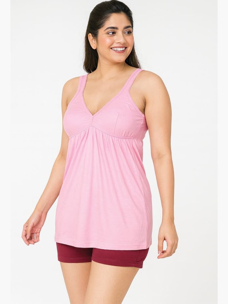 Women's Cotton V-Neck Bra Slip, Pink