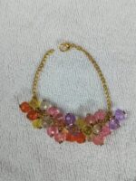 Women's Gold Crystal Multi-Colored Floral Bracelet