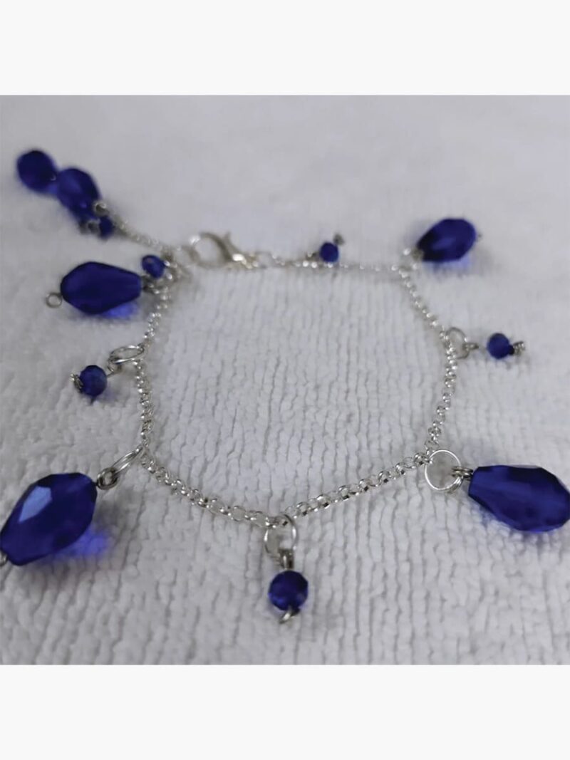 Women's Silver Chain Royal Blue Crystal Bracelet