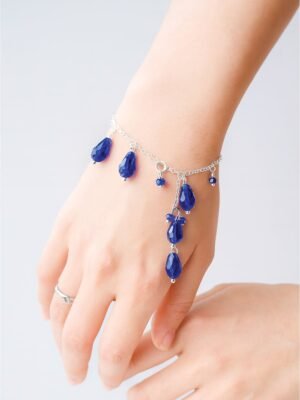 Women's Silver Chain Royal Blue Crystal Bracelet