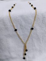 WJ-WP-CH02-BK-01 (2) Women's Gold Chain with Black Crystal Beads Necklace