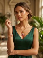 WJ-WP-CO05-MUL-01 (1) Women's Gold Multi-colored Crystal Jewellery Set