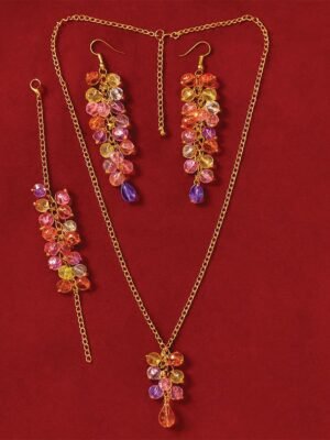 Women's Gold Multicolored Crystal Jewelry Set