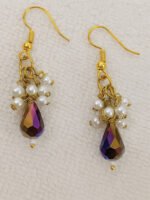 WJ-WP-ER06-MUL-01 Women's Gold Leech Crystal Pearl Earrings