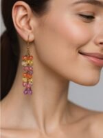 Women's Gold Multicolored Crystal Drop Earrings
