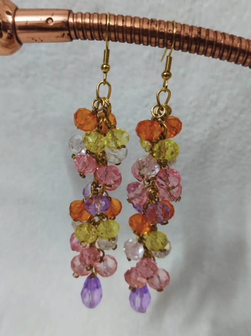 Women's Gold Multicolored Crystal Drop Earrings