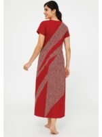 WN-TARA-89-RD-XL-02-B Women's Cotton Abstract Red Nighty