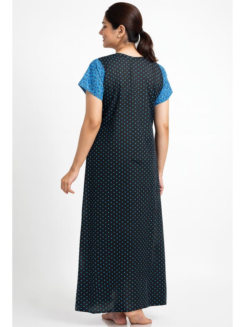 Women's Cotton Full-Length Nighty - Blue Black