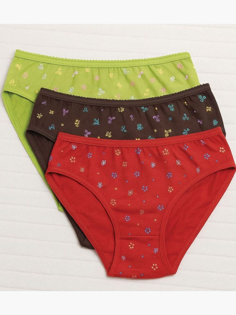 WP-REVOS-02-RD-CF-MG-XS-S-M-L-XL-XXL-03 Women's Cotton Mid-Rise Printed Panty Set - Multicolor