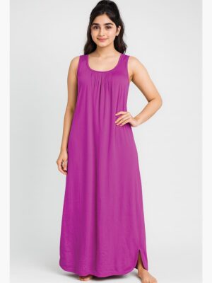 Women's Full-Length Cotton Slip Nightdress – Cerise