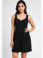 WSL-SABBNA-01-BK-S-05-F Women's Cotton Slip Dress - Black