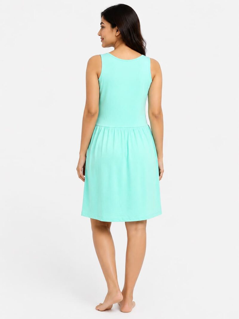Women's Cotton Slip Short Nightdress, Mint Green
