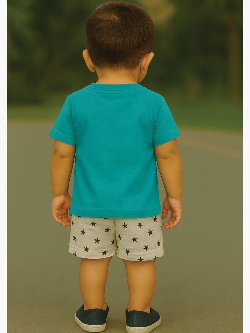 Boy Baby Cotton T-Shirt Combo – Maroon & Sky Blue