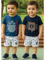 Boy Baby Cotton T-Shirt Combo – Navy Blue , Teal