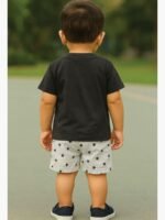 Boy Baby Cotton T-Shirt Combo - Peach & Black