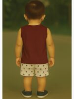 Boy Baby Cotton Sleeveless T-Shirt Combo - Maroon & Turquoise