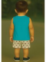 Boy Baby Cotton Sleeveless T-Shirt Combo - Maroon & Turquoise