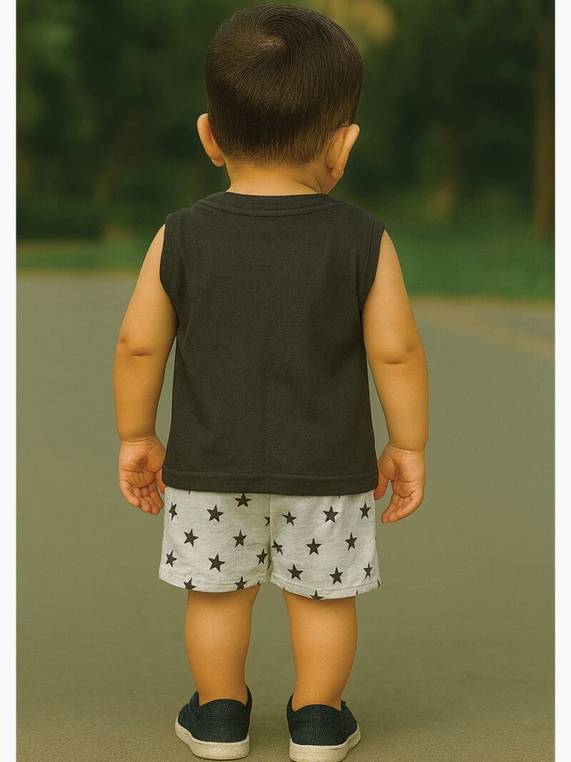 Boy Baby Cotton Sleeveless T-Shirt Combo (Black & Pink)