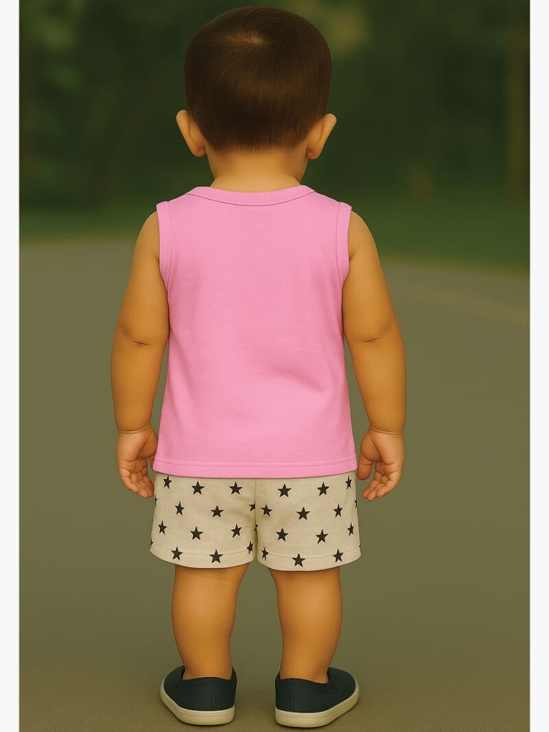 Boy Baby Cotton Sleeveless T-Shirt Combo (Black & Pink)