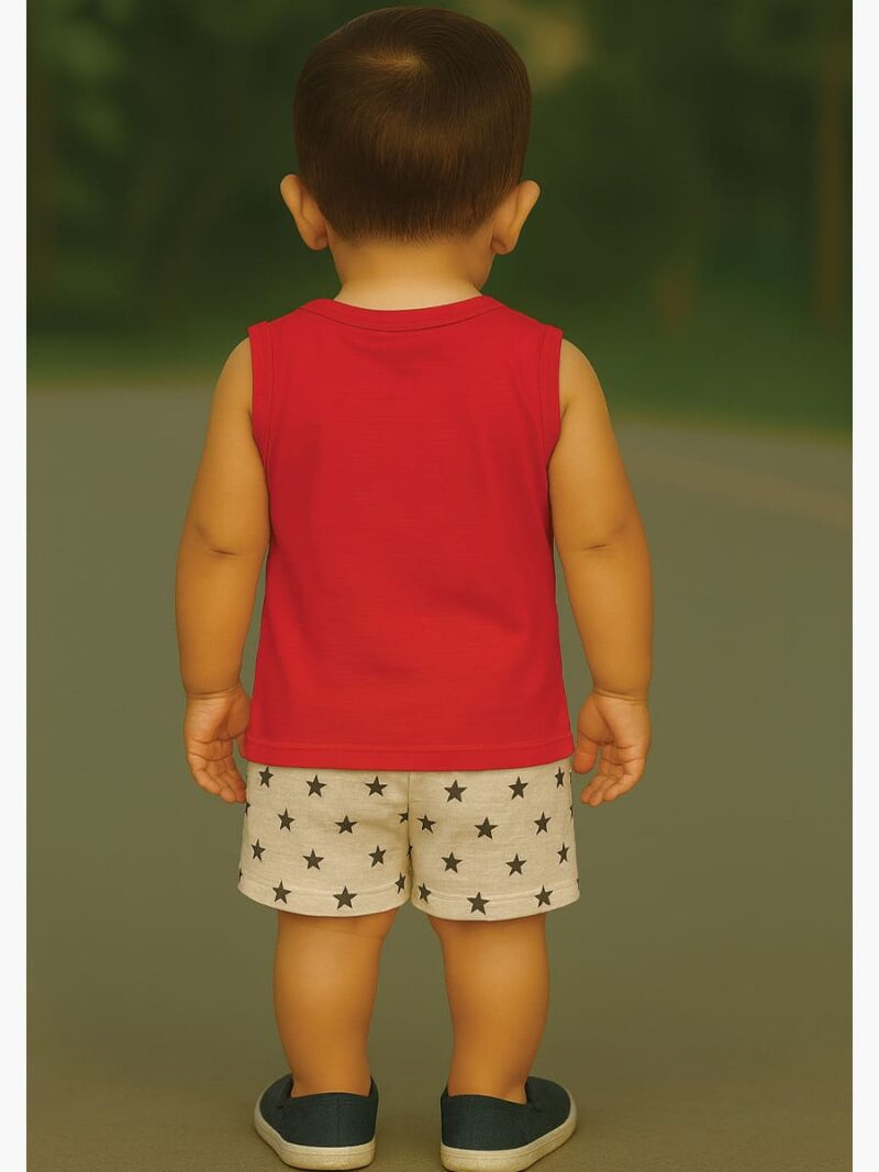 Boy Baby Cotton Sleeveless T-Shirt Combo - Maroon & Red