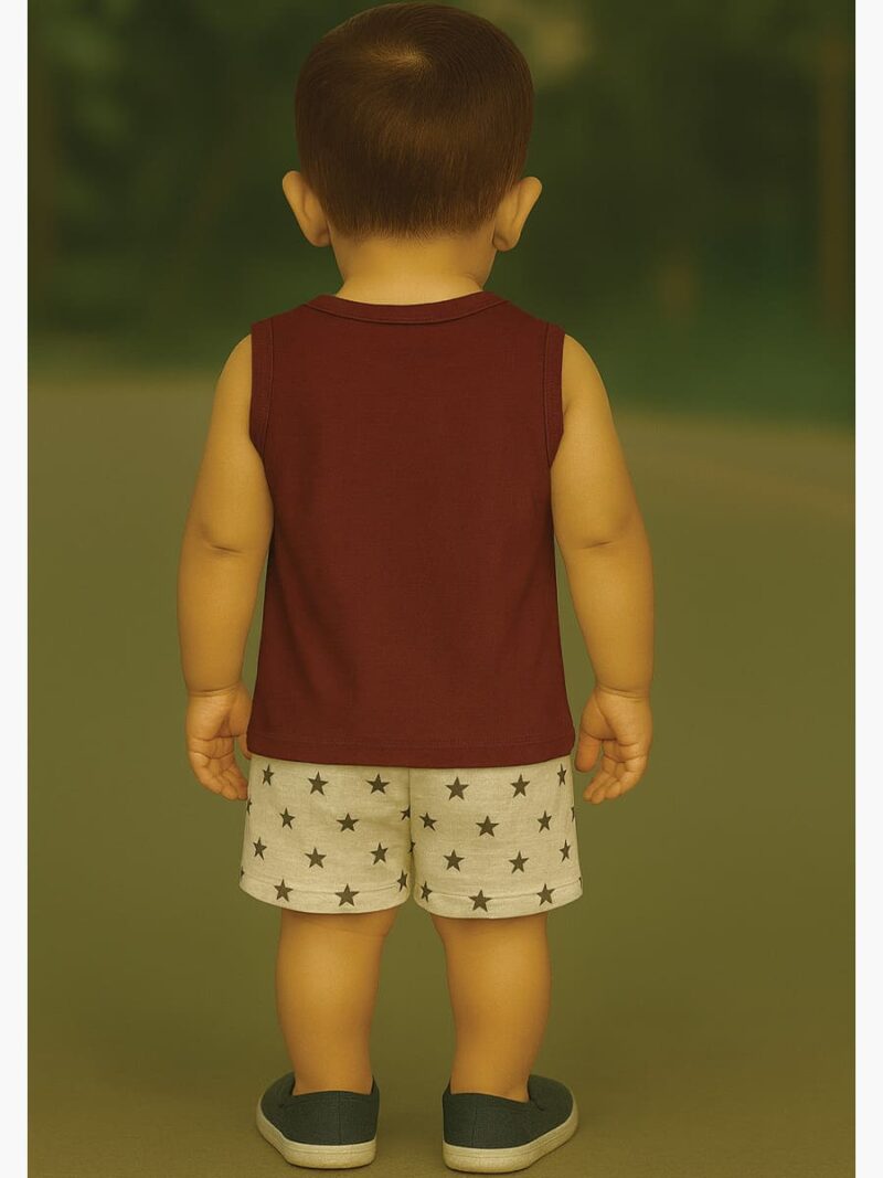 Boy Baby Cotton Sleeveless T-Shirt Combo - Maroon & Red