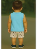 KB-IKON-02-SG-SB-12M-18M-02-B Boy Baby Cotton Sleeveless T-Shirt Combo - Seafoam Green & Sky Blue