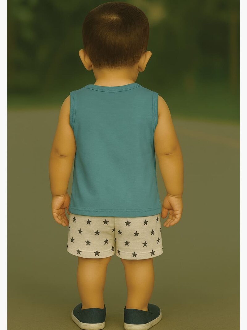 Boy Baby Cotton Sleeveless T-Shirt Combo - Seafoam Green & Sky Blue