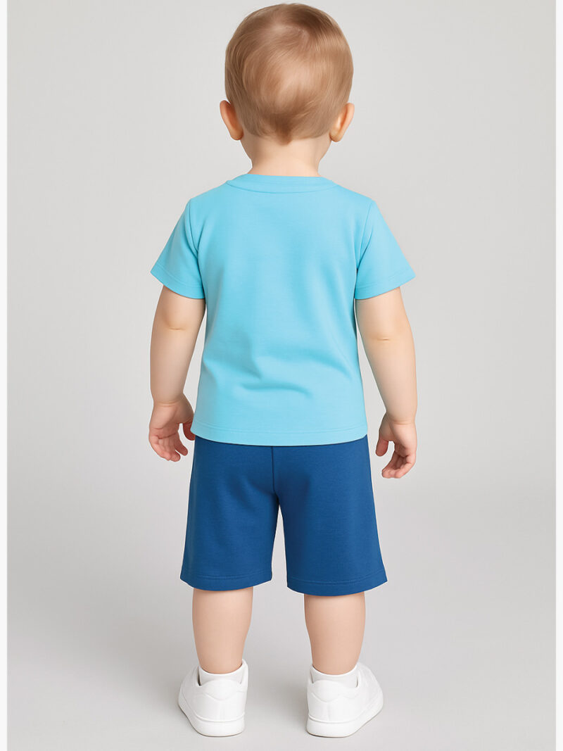 Boys Cotton T-Shirt & Shorts Set – Blue & Royal Blue