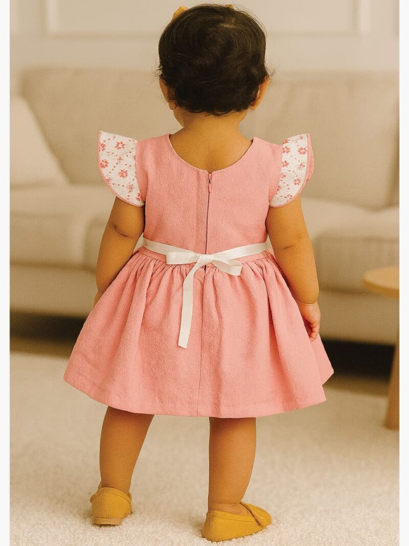 Baby Girl Cotton Frock Dress - Pink