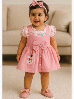 Baby Girl Cotton Frock Dress - Pink