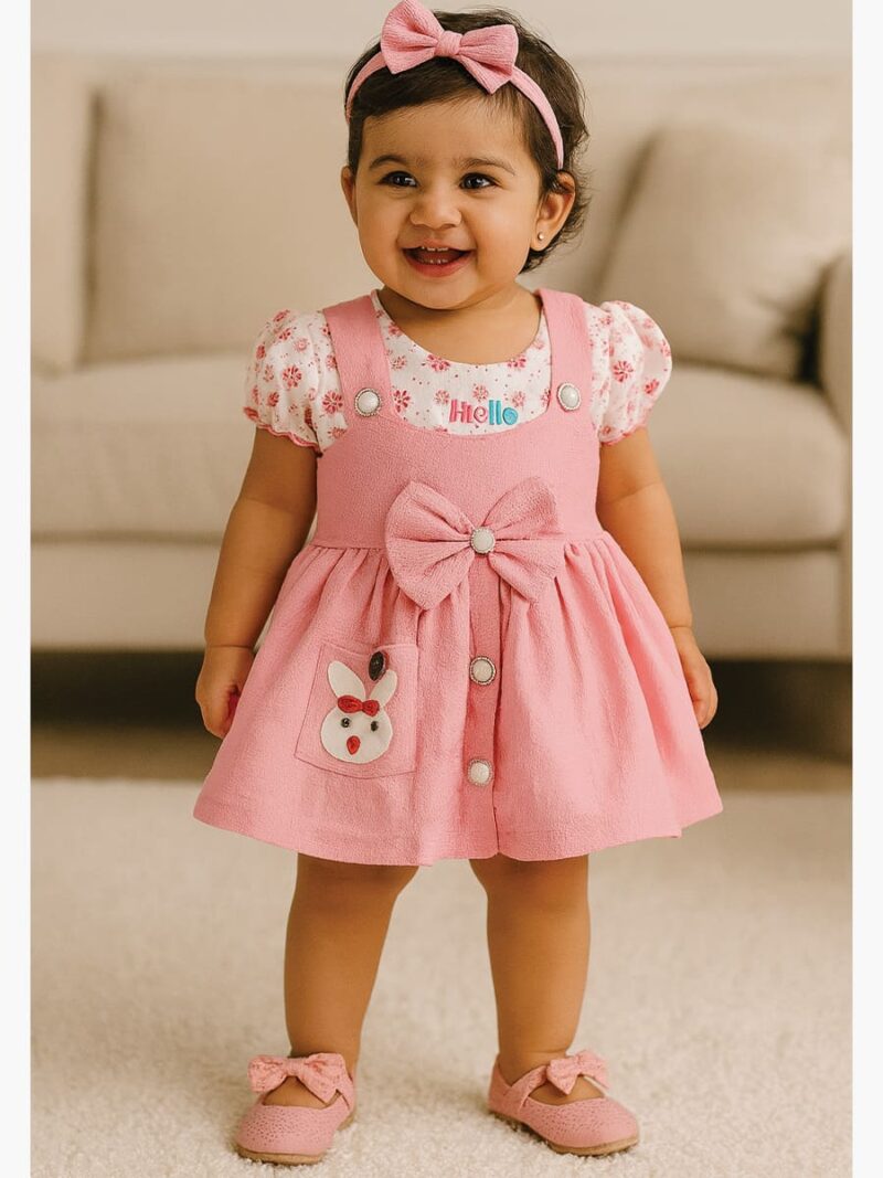Baby Girl Cotton Frock Dress - Pink