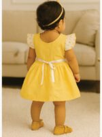 KG-HELLO-01-YL-1Y-03-B Baby Girl Cotton Frock Dress - Yellow