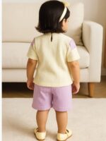 kids Popcorn Co-ord Set in Cream & Lavender