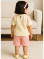 KG-R.K-01-PK-1-2Y-03-B kids Popcorn Co-ord Set in Cream & Pink