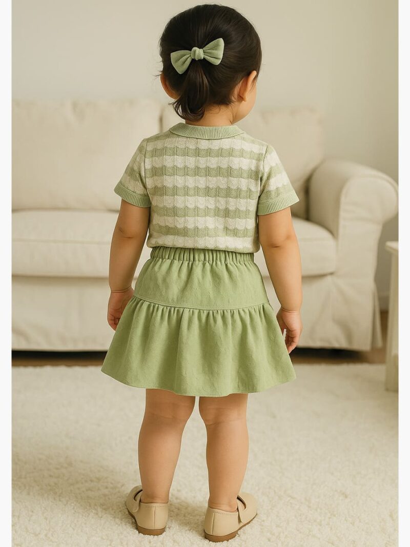 Women’s Cotton Kids Dress Green Co-ord Set