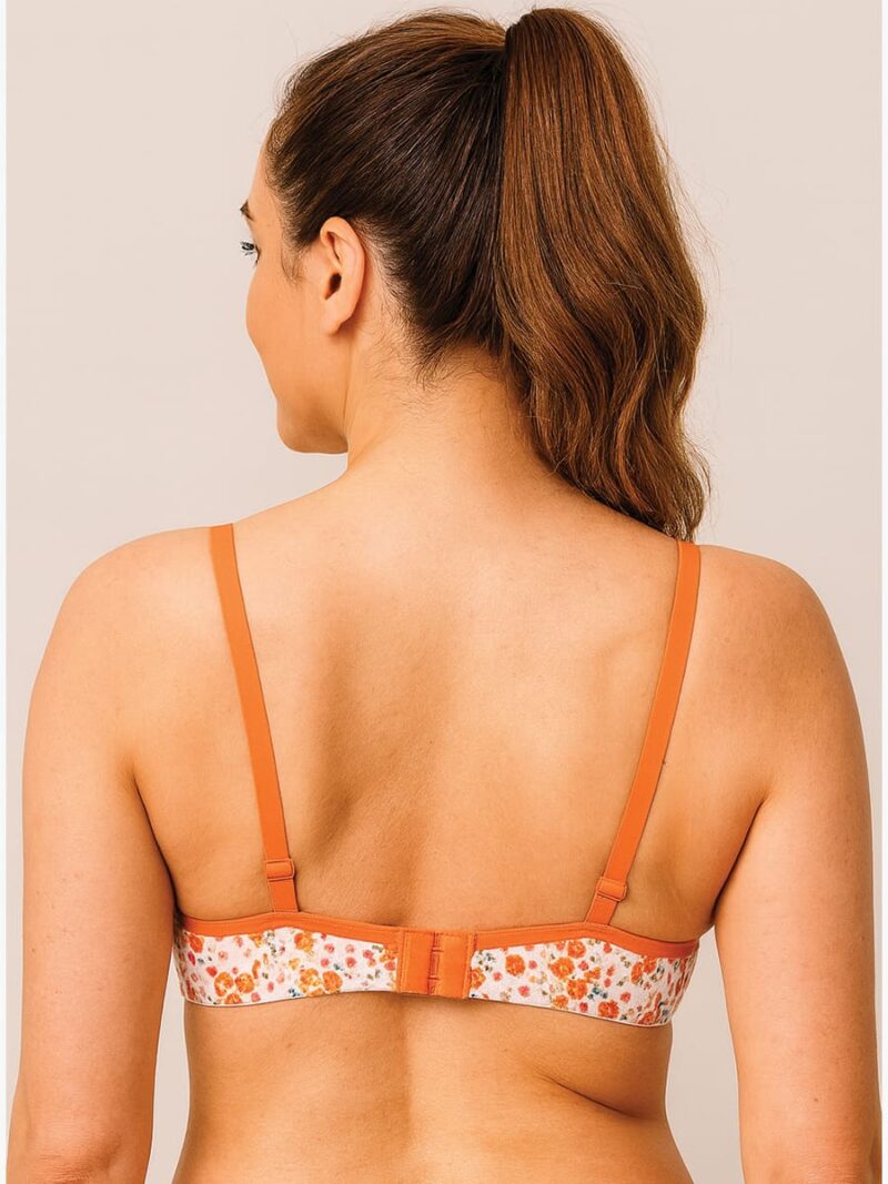 Women's Cotton Floral Printed Bra, 2 Pc Pack - Olive Green , Orange