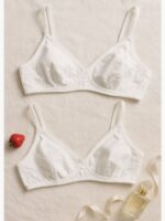 Women's Cotton Non-Padded Bra 2 Pc Pack - White & White