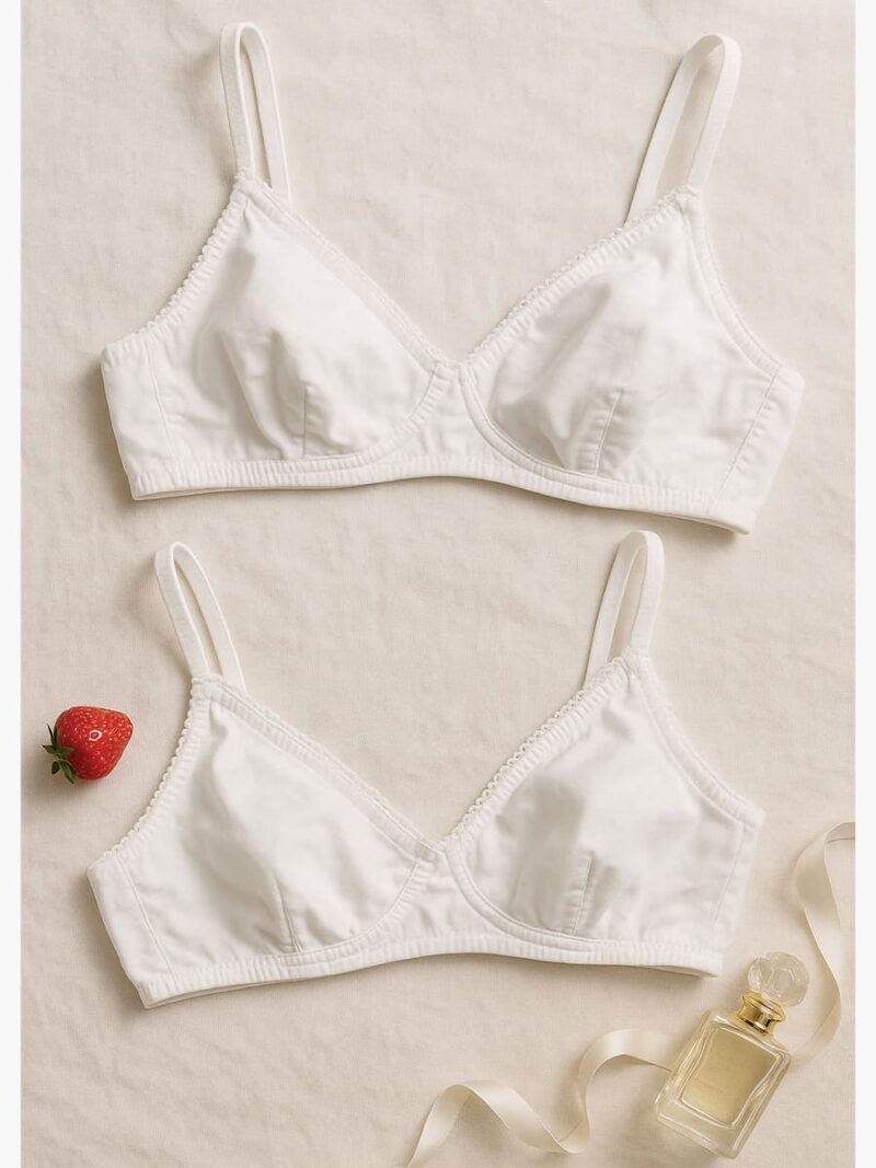 Women's Cotton Non-Padded Bra 2 Pc Pack - White & White