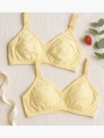 WB-SWATHI-01-CRM-CRM-3XL-03 Women's Cotton Non-Padded Bra 2Pc Pack - Cream & Cream