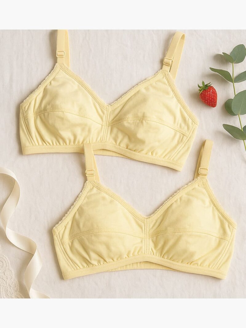 WB-SWATHI-01-CRM-CRM-3XL-03 Women's Cotton Non-Padded Bra 2Pc Pack - Cream & Cream